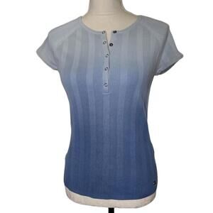 Tommy Hilfiger. Blue Ombre Cotton short sleeve top. Size  M